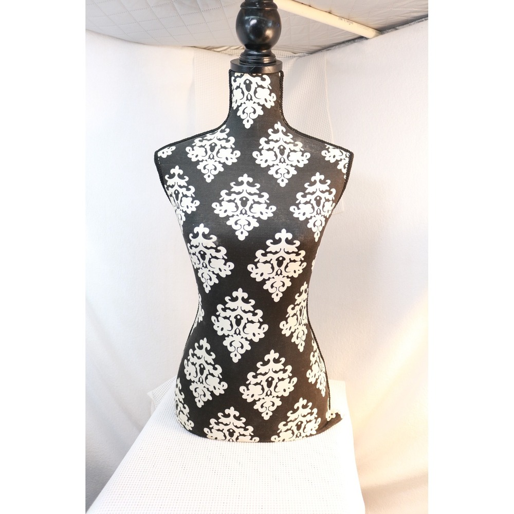 Unbranded Dress Form Torso Female Small Black White Damask Tabletop Display A1